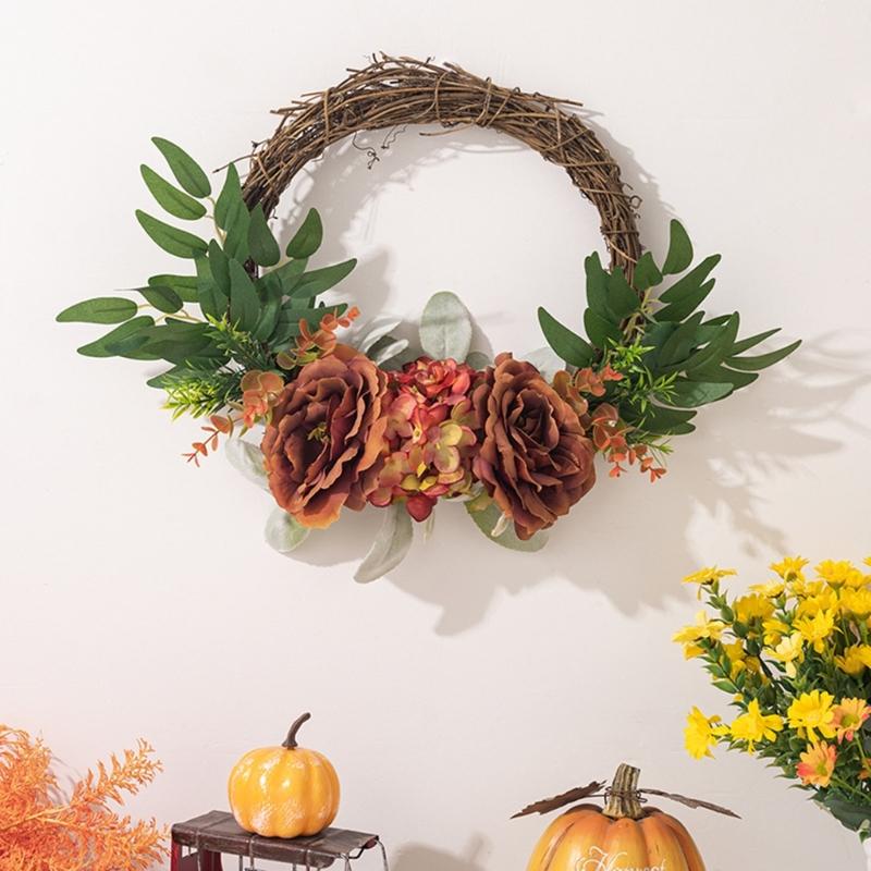 Artificial Flower Wreath for Front Door Farmhouses Garden Wedding Indoor and Outdoor Decorations, Spring Wreath