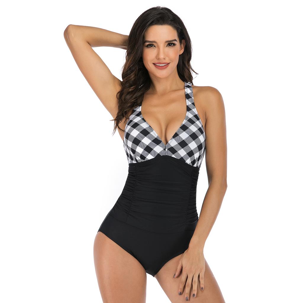 TUINANLE Costume da bagno intero colorato da donna, costume da bagno, costume da bagno patchwork, body da spiaggia femminile