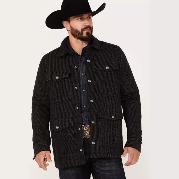 

Мужская куртка куртка свободная весна и осень топ вельвет длинный рукав куртка лацкан XXL чёрный