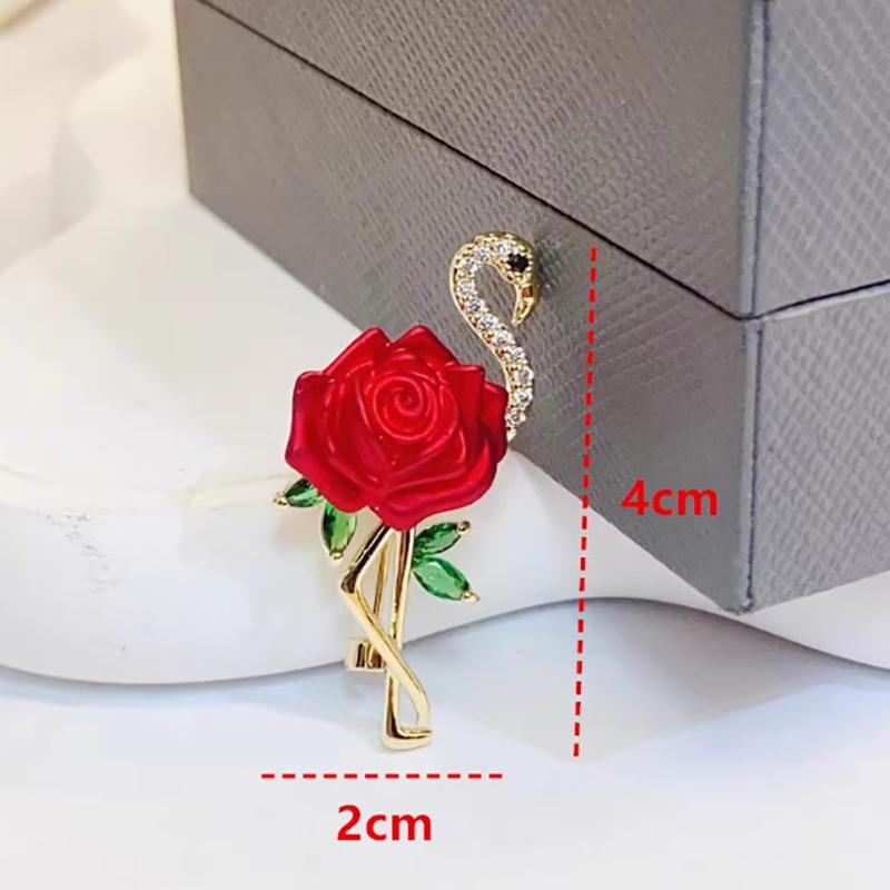 Exquisite Fashion Rose Flamingo Bird Brooches For Women Men Vintage Pins Versatile Shiny Corsage Clothing Accessories Gifts
