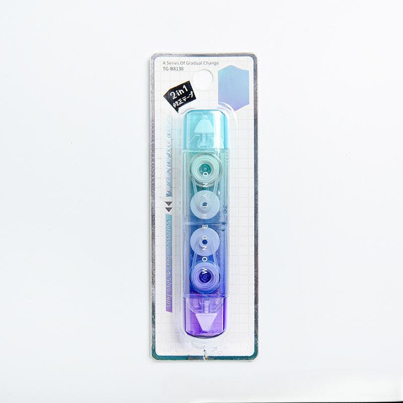 

Креативная двухсторонняя корректирующая лента и клейкая лента-ролик, клей White Out, корректор канцелярских принадлежностей, двухсторонние клеевые ленты синий