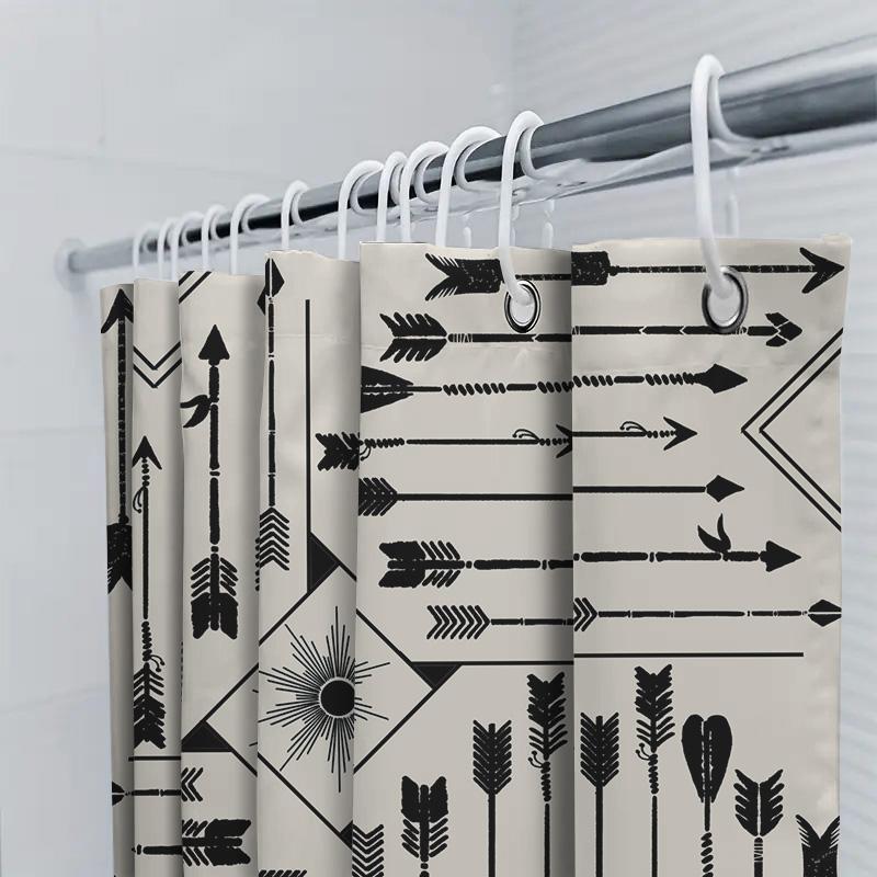 Black And White Arrow Shower Curtain Bathroom Decor With Native American Theme For Home Design 3D Printed Waterproof Shower Curt