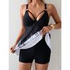 Costum de baie Split Boxeri cu Imprimeu European și American pentru Femei, Conservator, pentru Băi Termale, Tankini