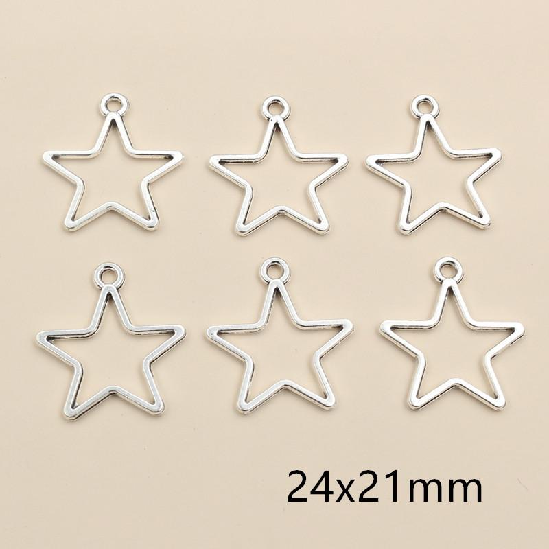 20 Stück Antik Versilbert Mond Stern Handgefertigt Anhänger Metall DIY Schmuckherstellung Zubehör Fundstücke Halskette Armband