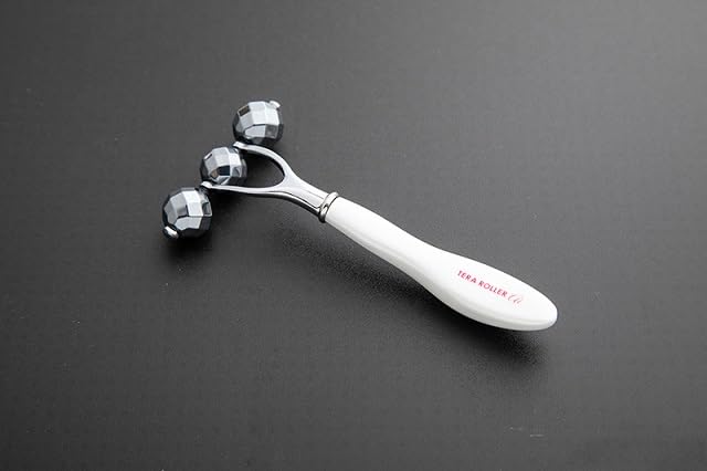 Terra Roller Eye II Pearl White with Eco Pika Facial Beauty Device Created from Terra Tite That Emits Terahertz Waves 1 Trillion Times Per Second