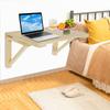 Compact Wall Mounted Folding Table 80x60cm, Solid Pine Wood Drop Leaf Desk, Foldable Wall Mount Desk for Kitchen Laundry Room