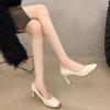 Fashion Fashion Soft Leather Fabric Heels Pumps Shoes Pointed Toe Shoes Woman Square Slip-On Heel Slip Lady Office Casual Work Shoes