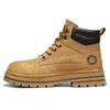 Putian Men's Genuine Leather Warm Fleece-Lined Martin Boots, Yellow British-Style Ankle Workwear Boots