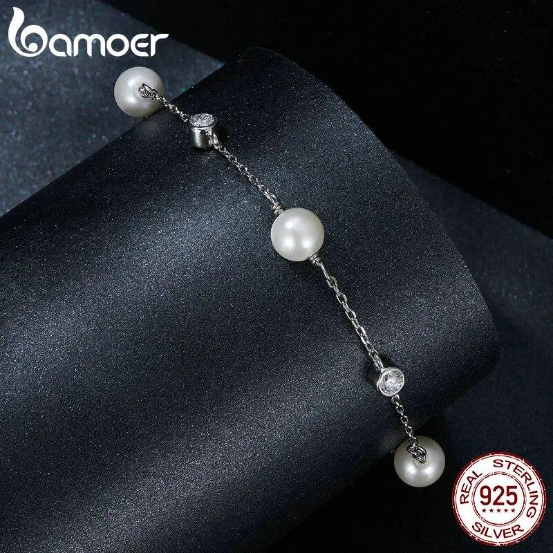 Bamoer Drobný moissanitový náramek z ryzího stříbra 925, Náramky s nastavitelným řetízkem s nastavitelným řetízkem Šperky pro družičku