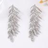 DIGADAGU Metal Leaf Feather Tassel Dangle Earrings New Classic Vintage Earrings Women's Daily Zircon Accessories