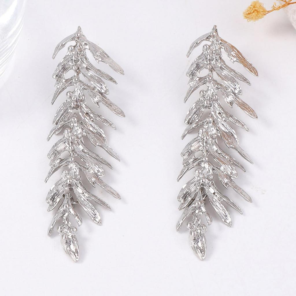 DIGADAGU Metal Leaf Feather Tassel Dangle Earrings New Classic Vintage Earrings Women's Daily Zircon Accessories