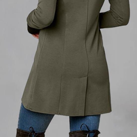Stand Collar Solid Color Women Coat Long Sleeve Irregular Hem Single Breasted Long Jacket Outerwear