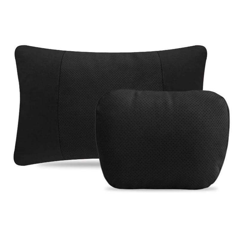 1pc Memory Cotton Headrest and Lumbar Pillow, Breathable Suede Material, Lumbar Pillow Neck Support Adjustable Car Rest Cushion