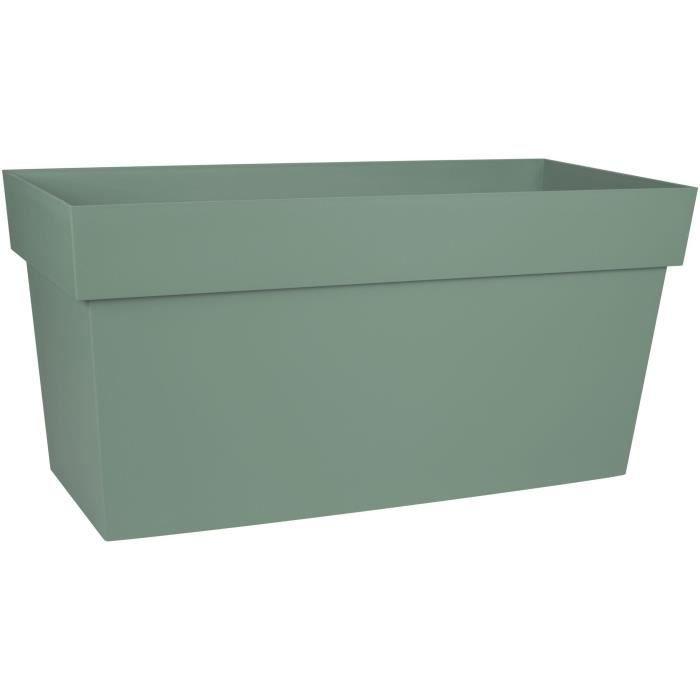 Jardinière Muret à réserve d'eau avec roulettes - EDA - Toscane - 74 L - 79 x 35 x H.39 cm - Vert Laurier
