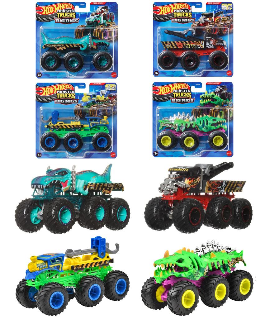 Hot Wheels Monster Truck Transporter Sortiment Vozidlo Hračka Mini Auto 4 Auta Krabice Prodáno 3 Roky a Výše Multi 986E-HWN86
