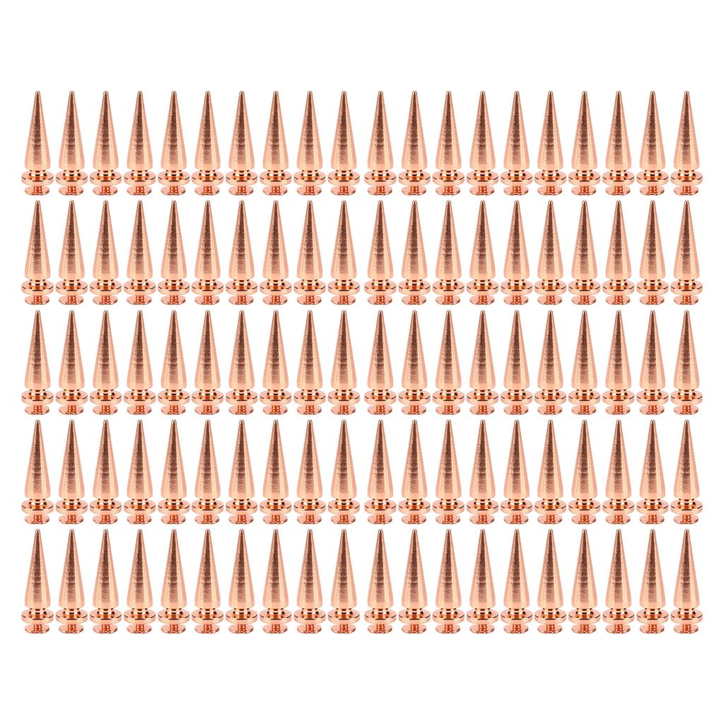 100 Sets Punk Cone Spikes Studs 10x26mm Rose Gold Punk Cone Spiked Screw Rivets DIY Punk Style