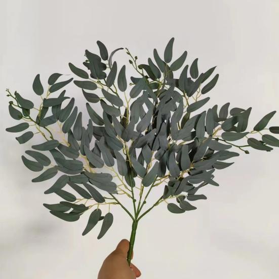 Artificial Salix Leaf 5 Forks Realistic Greenery Flexible Stems No Watering Maintenance Faux Plant Home Decor