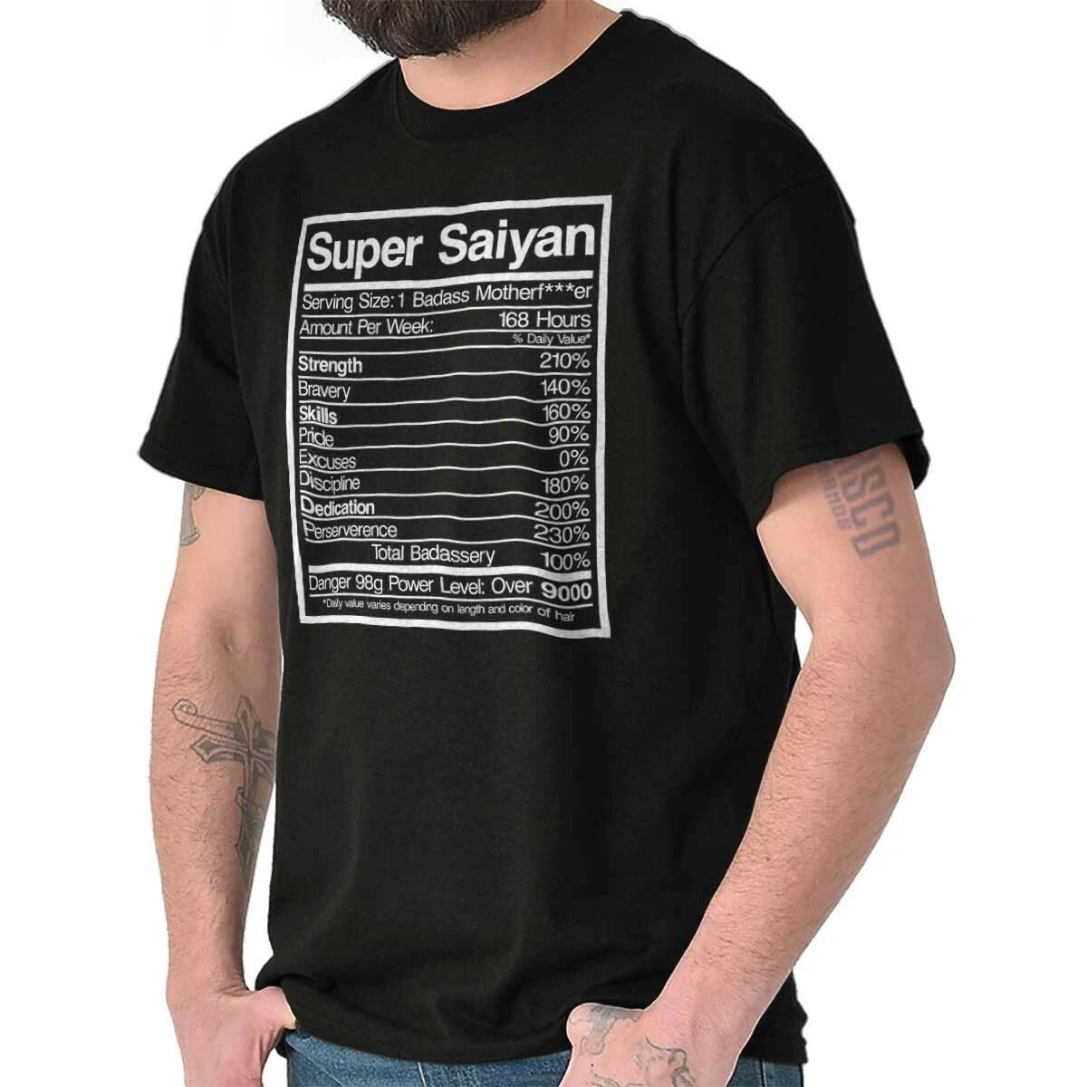 Anime Manga Super Badass Nutrition Facts Womens or Mens Crewneck T Shirt Tee S