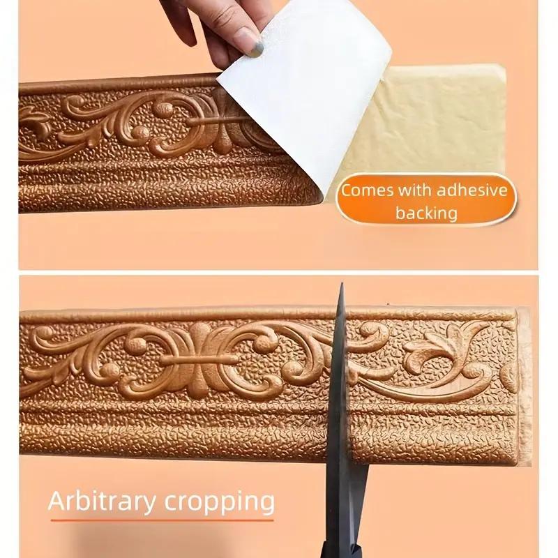1PC 10m/393.7inch 3D Self Adhesive Sticker Wall Trim Line Skirting Border Decor Household Living Room DIY TV Background Stickers