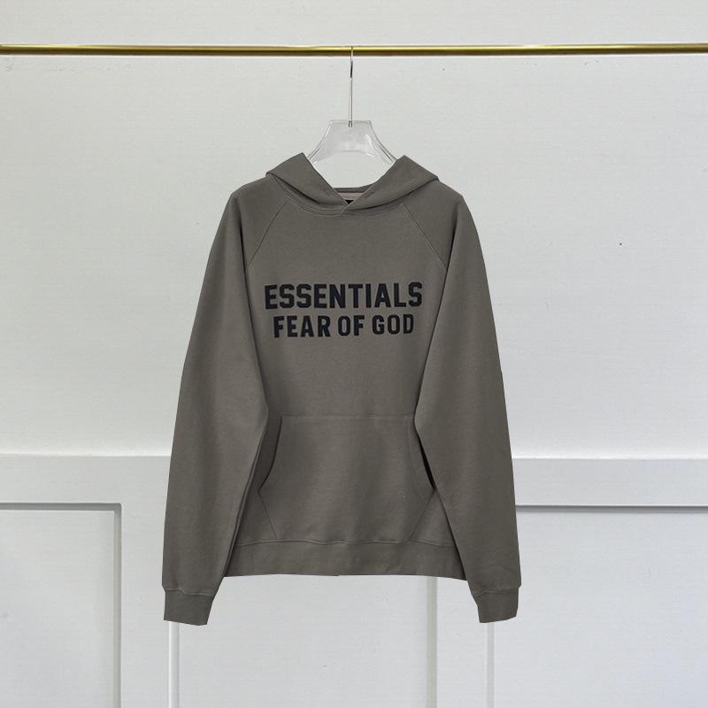 Double-Line Flocking Essentials High Street Letter Hoodie - Casual Loose Fit for Men & Couples