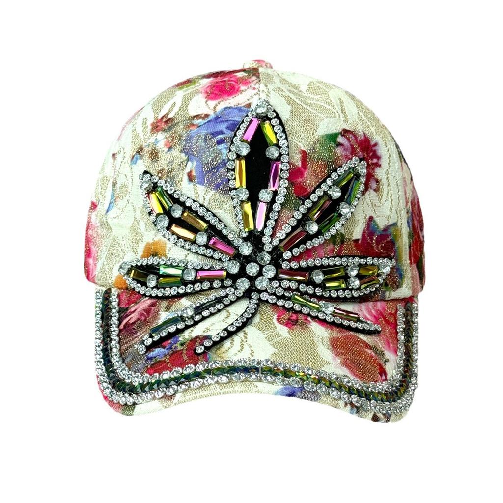 Letter Diamond Baseball Cap Dot Diamond Bead Lace Cap Flower Shade Sun Hat Children