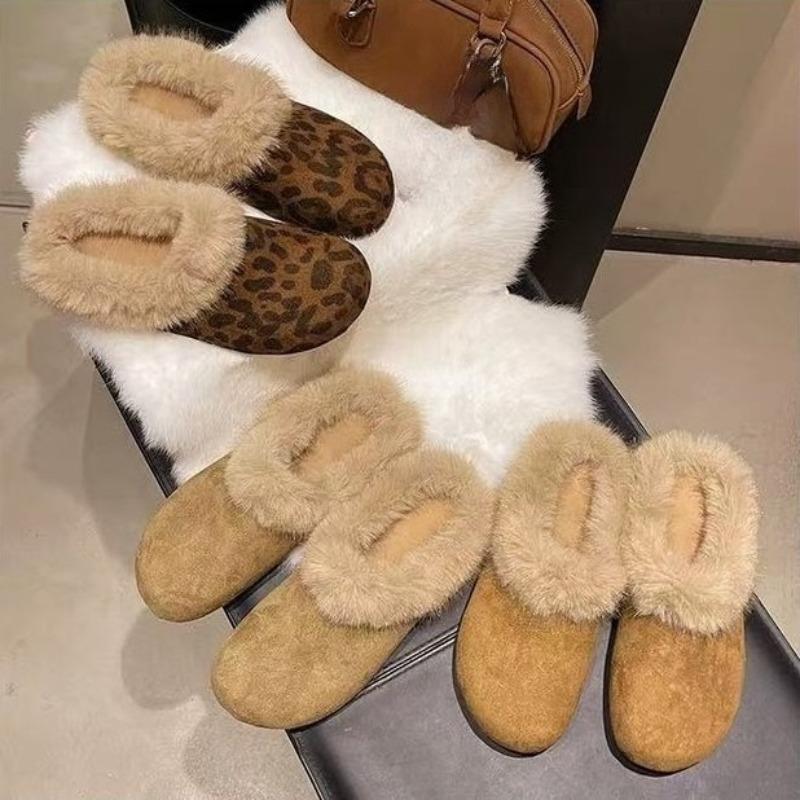 A New Style of Women's Shoes, A Fleece and Warm Flip-top Half-slipper