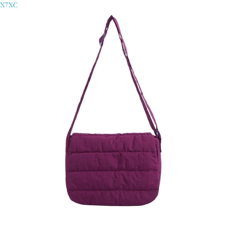 

X7XC Multi Color Padded Cotton Cover Square Bag For Daily Use Nylon Crossbody Pouches Casual Underarm Bags
