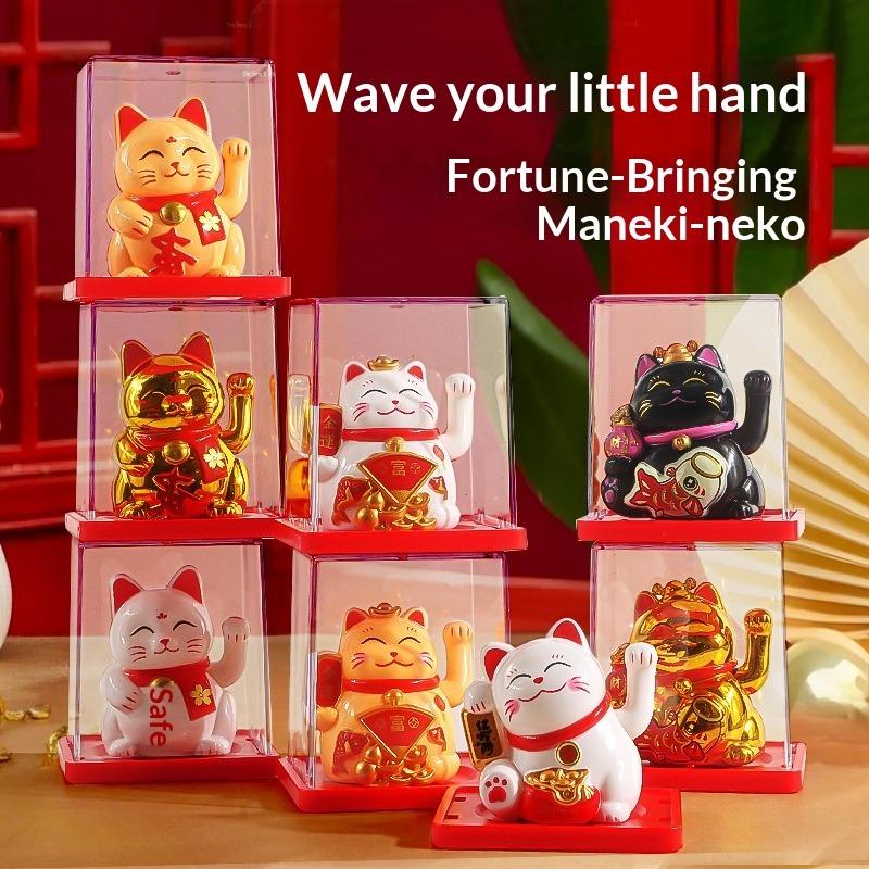 Gatto Portafortuna Solare Che Saluta Automaticamente Gatto Ricco Decorazione Desktop Casa Bancone Cassa Ornamento per Auto