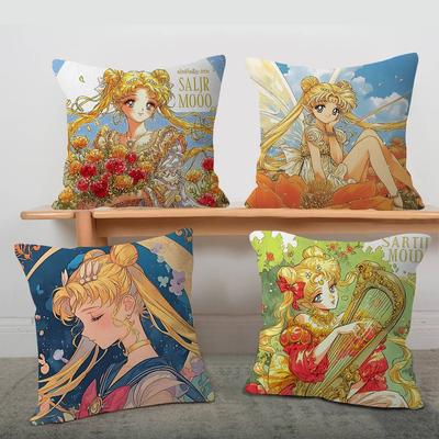 Classic S-Sailor M-Moon Retro Girl Anime Cushion Cover Polyester Sofa Cushions Decorative Throw Pillows Home Decoration