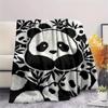 Filz Panda Wolf Leopard Kaninchen Druck Flanelldecke, Hohe Qualität, Bequem für alle Jahreszeiten, Heimdekoration, Wärme und Komfort, Perfekt für Weihnachtsgeschenke