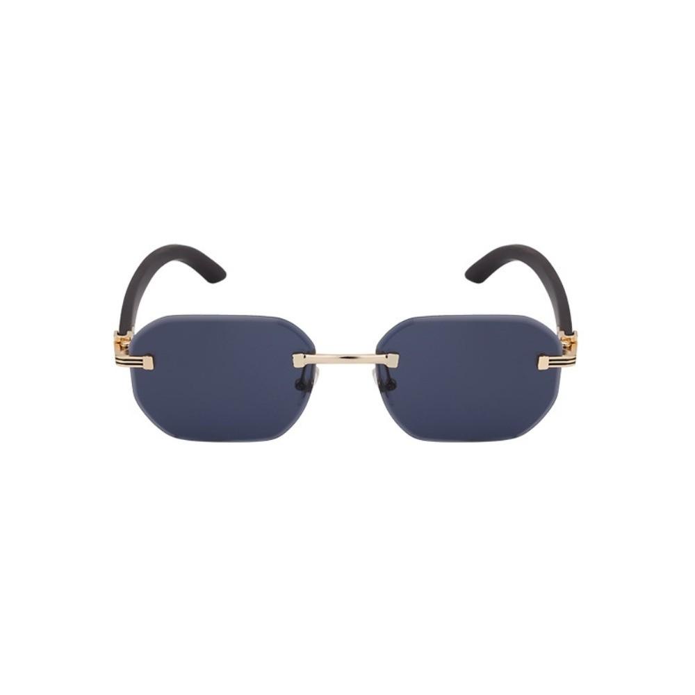 Wood-grain Glasses Temple Frameless Sunglasses Multicolor Men UV400 Eyewear  Unisex