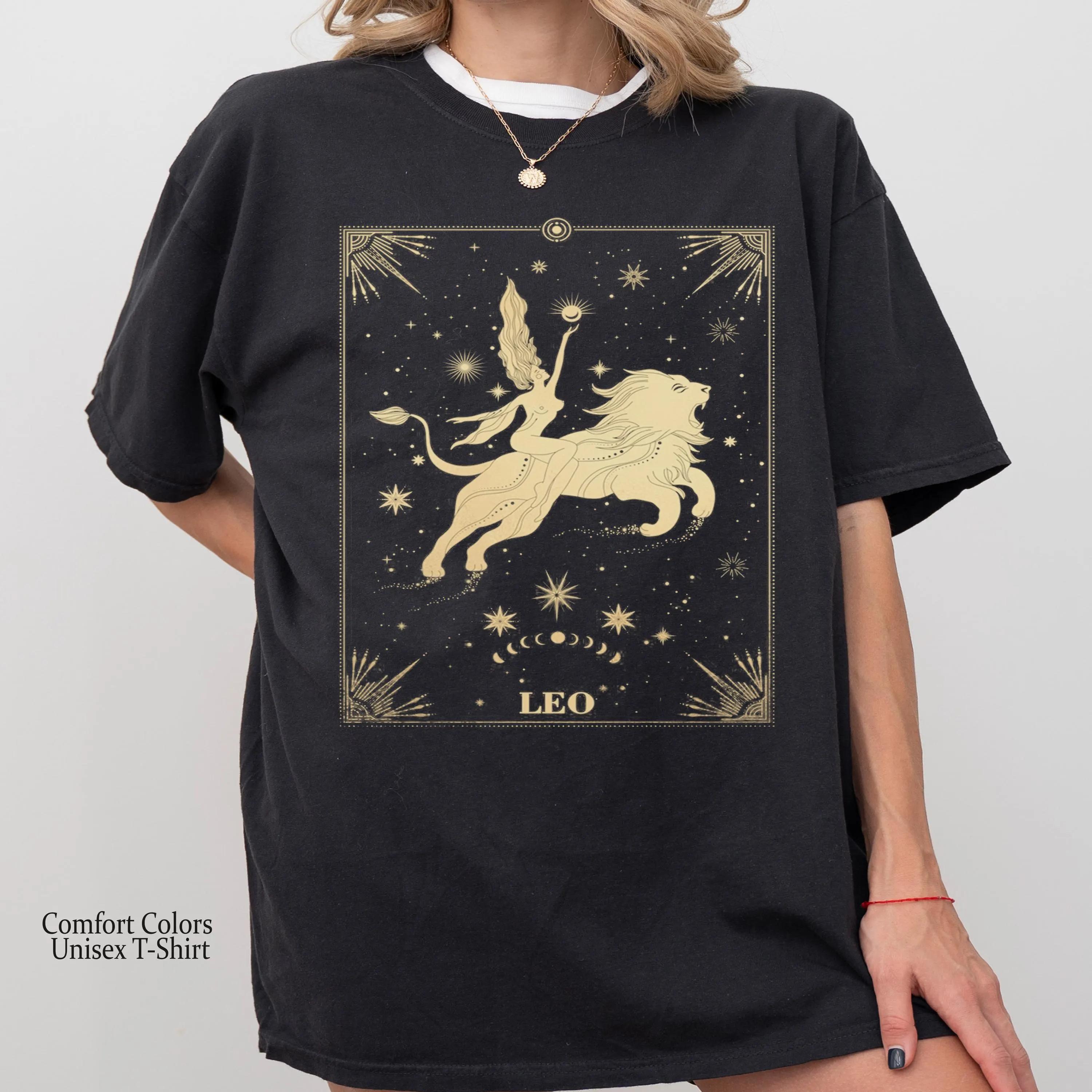 

Plus Size Summer Womens Vintage Leo Zodiac Sign TShirt Cotton Breathable Stylish Versatile Street Style Oversized XL