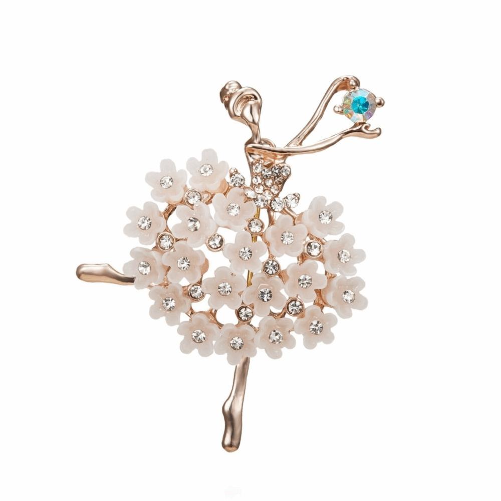 Fashion Alloy Ballet Girl Brooch Elegant Luxury Rhinestone Brooch Brooch Pin Jewelry Accessories белый