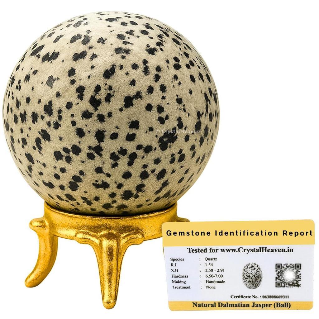 Certified Dalmatian Jasper Crystal Ball for Meditation - Premium Crystal Vastu Items for Home and Feng Shui Items