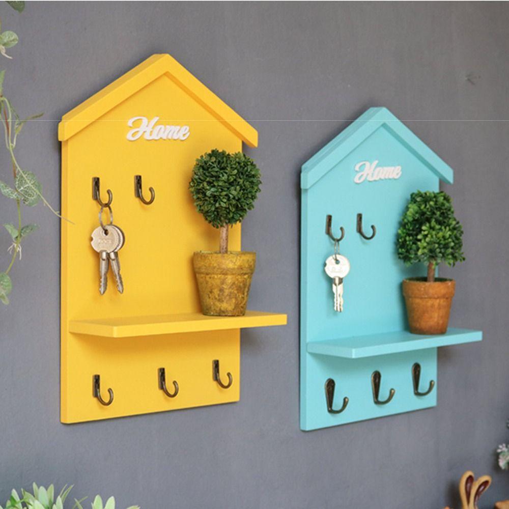 5 Hooks Doorway Storage Rack Handmade Hanging Key Holder Creative Keys Organizer Apartment