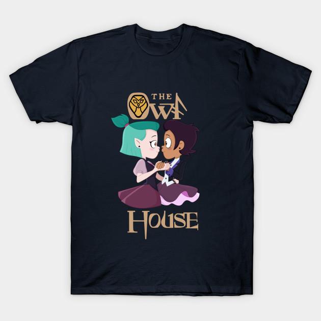 

Men Black Print T-shirt Luz X Amity - The Owl House No-Cut Transfer Paper Print Cotton Tshirt 4XL Темно-синій