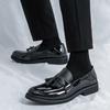 Frühling und Herbst Britischer Stil Ein-Pedal Lazy Loafers Herren Business Casual Lederschuhe Fransen Retro Übergröße Herrenschuhe