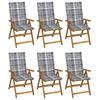 Chaises pliables de jardin lot de 6 avec coussins Bois d'acacia