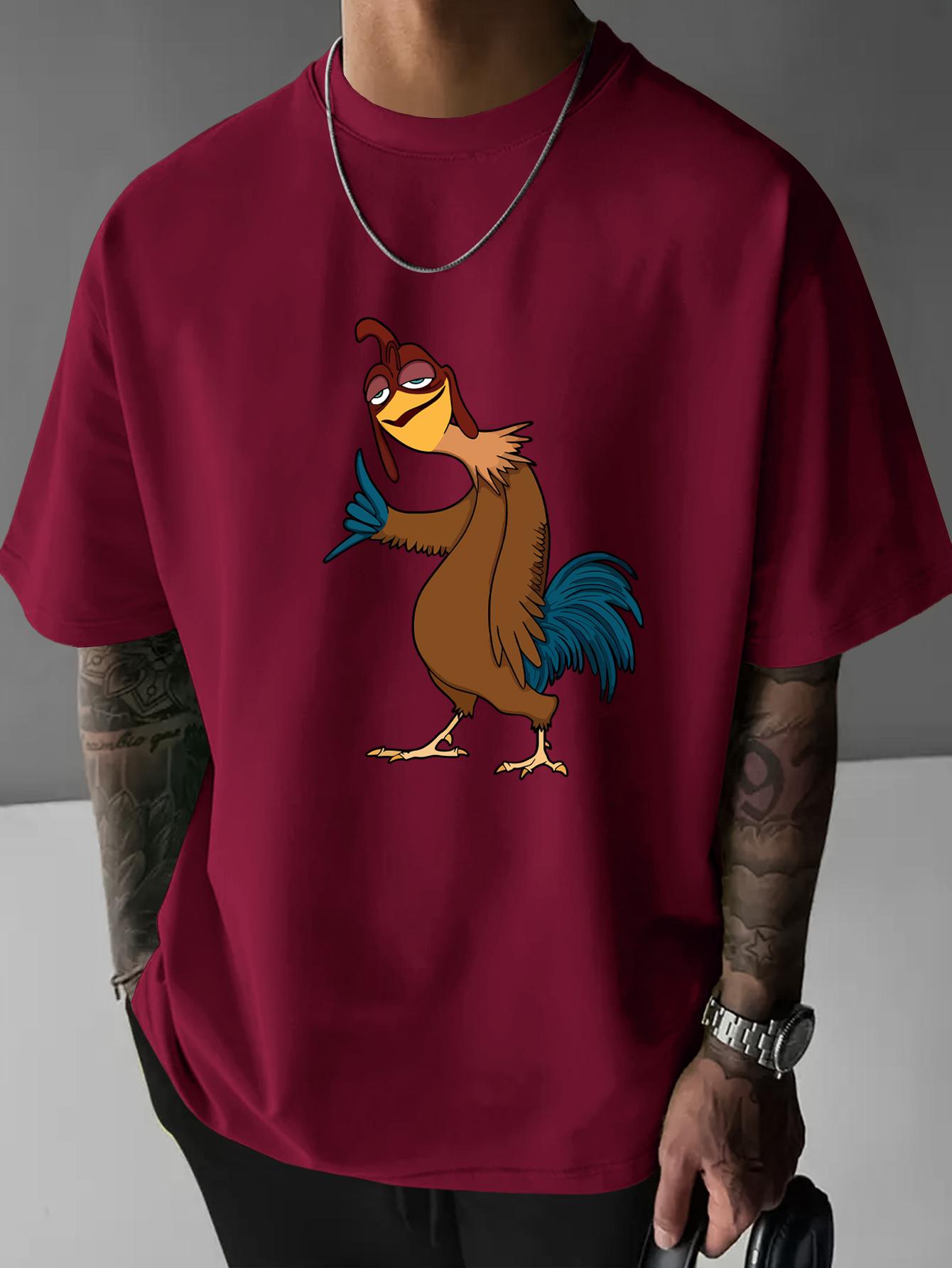 

2026 New Mens Trendy Loose Fitting Round Neck Tshirt Casual Daily Cool Short Sleeved Funny Cartoon Pattern Print S