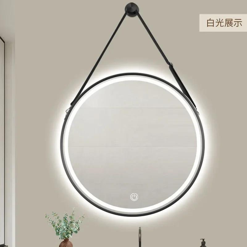 Round Makeup Bathroom Mirror Lights Portable Touch Led Bathroom Mirrors Wall Mounted Home Improvement