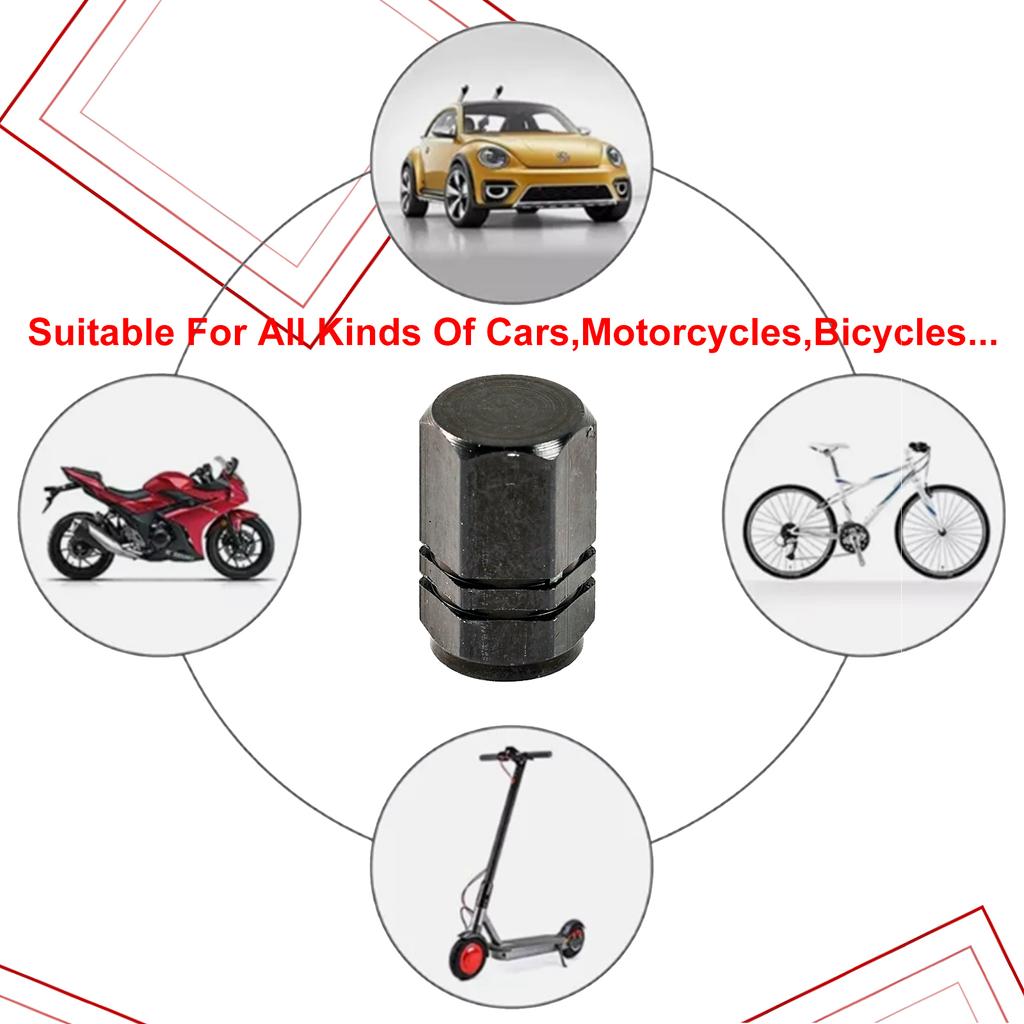 4 Pcs Aluminum Alloy Tire Valve Protection Stem Car Cover Dust Proof Airtight Air Cap Cover For Truck Motorcycle Bike Automobile