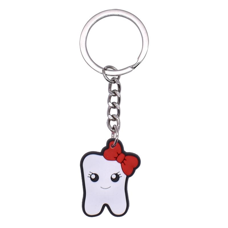 10 Pcs Dental Tooth Shape Model Simulation Keychain  Keyring Cartoon Lovely Girls Kids Gift Pendant Teeth Key Chain