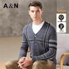 Men's Cotton Wool Blend Striped V-Neck Cardigan Sweater