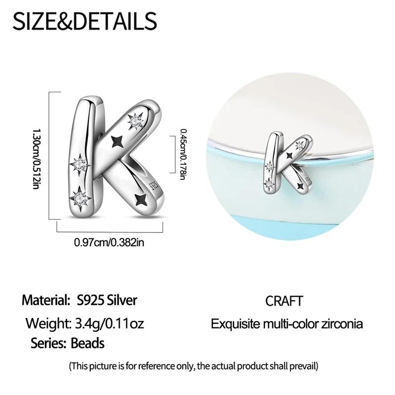 Copper Letter A-Z Alphabet Starlight Beads Diy Name Charms Fit Bracelets Necklace For Women Diy Pendant Making Jewelry