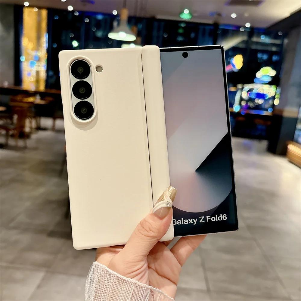 

Роскошный однотонный чехол для телефона для Samsung Galaxy Z Fold 7 6 5, ударопрочный защитный ПК, жесткий чехол (Только задняя крышка) Galaxy Z Fold6