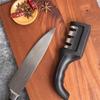 Kitchen Knife Sharpener 3 Stages Type Quick Sharpening Tool Multi-Functional Black  Knives Sharpening Stone With Non-slip Base