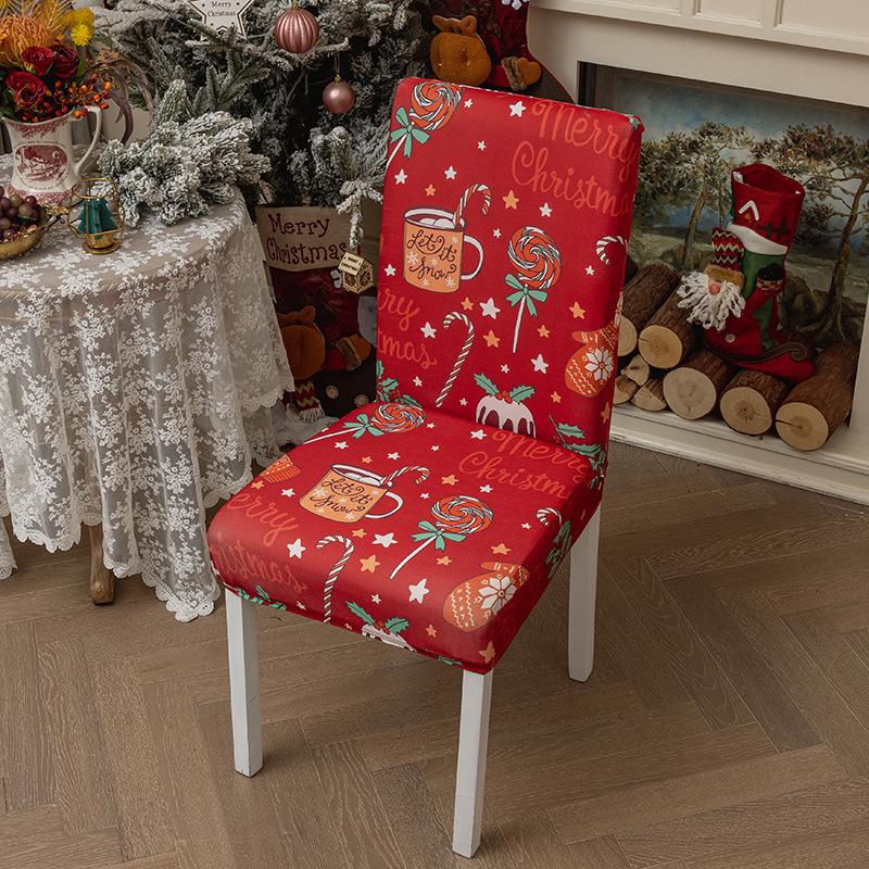 Christmas Chair Covers for Dining Room Kitchen Party Hotel Banquet Restaurant Office Stretch Seat Cover Housse De Chaise 1pc