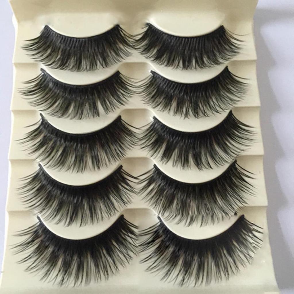 Buy 5 Pair Beauty Exaggerated Long Thick Cross Soft Fake False Handmade ...