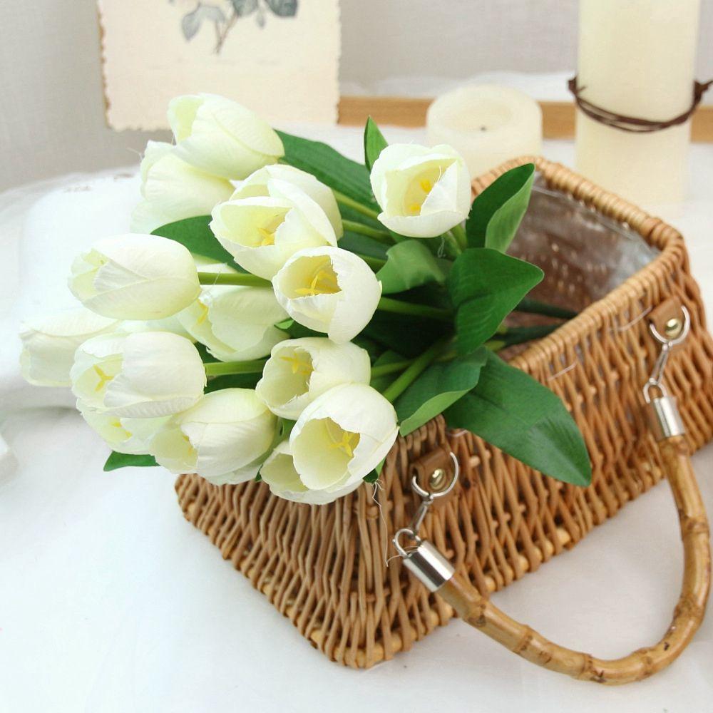 Garden 9 Head Real Touch Bridal Decoration Home Fake Flower Artificial Flower Bouquet Tulip Flower
