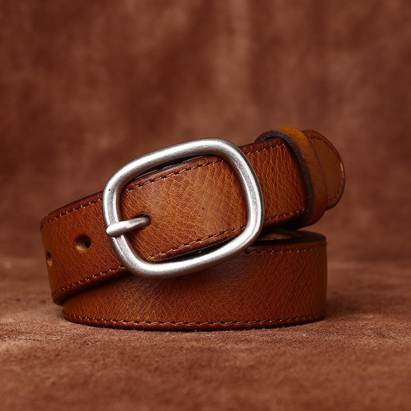 Cowhide Women's Genuine Leather Pure Pin Buckle Belt Trendy Wild Women's Internet Celebrity Jeans Belt Women